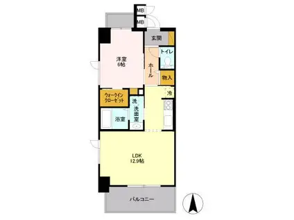 フロンティア・コンフォート研究学園(1LDK/12階)の間取り写真