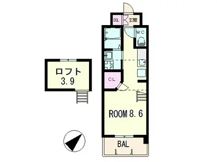 マリーベル南草津(ワンルーム/5階)の間取り写真