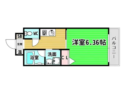 シェモア桜川(1K/3階)の間取り写真