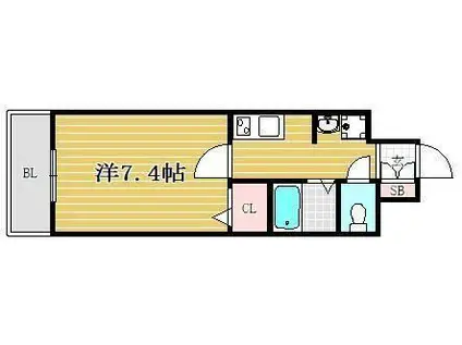 アイセレブ祇園(1K/11階)の間取り写真