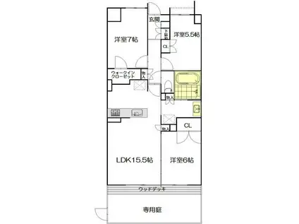 プレミスト湘南辻堂アクアフェイス(3LDK/1階)の間取り写真