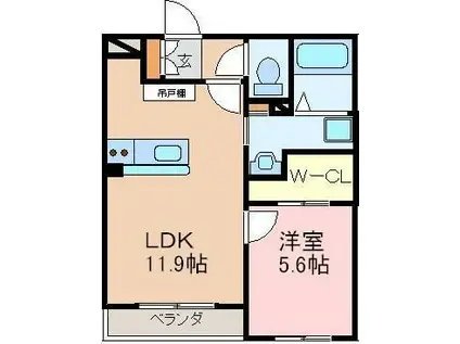 ヴィーナス・ヒルズ近見(1LDK/3階)の間取り写真