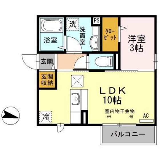 プレジール津志田(1LDK/2階)の間取り写真