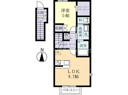 レイクサイド(1LDK/2階)の間取り写真