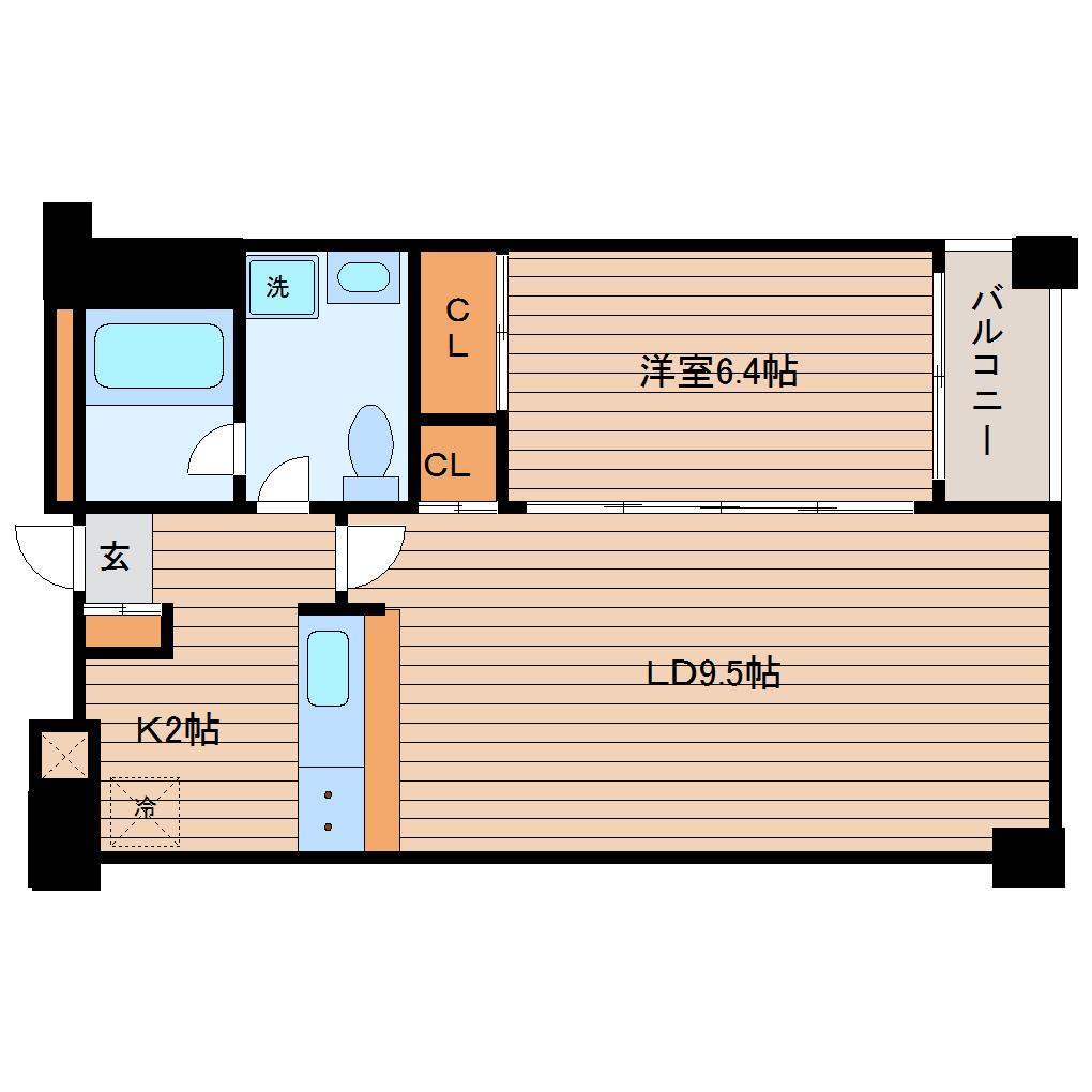 MS上杉5丁目(1LDK/3階)の間取り写真