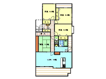 ロワイヤルM(4LDK/4階)の間取り写真