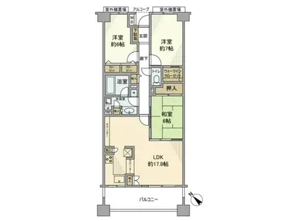 ゼファー横濱サウサリート神之木公園(3LDK/7階)の間取り写真