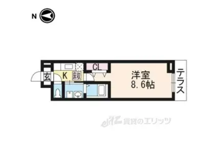 ヴィラ・サンセールⅡ(1K/1階)の間取り写真