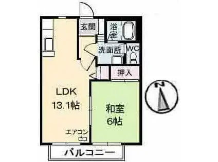 カサ・ディ・ボスコ B棟(1LDK/1階)の間取り写真