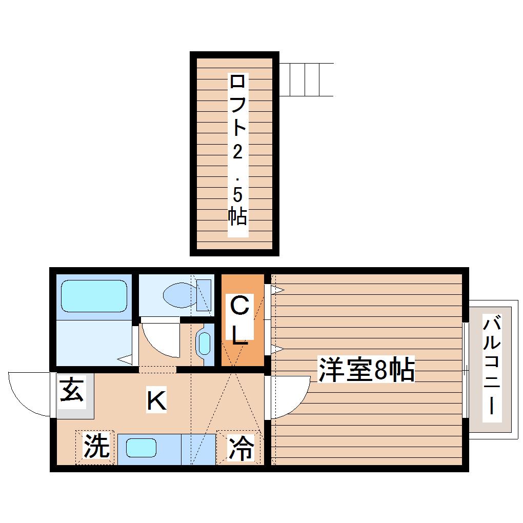 サンシティ沖野C(1K/2階)の間取り写真