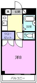 グリーンコーポ東町(1K/2階)の間取り写真