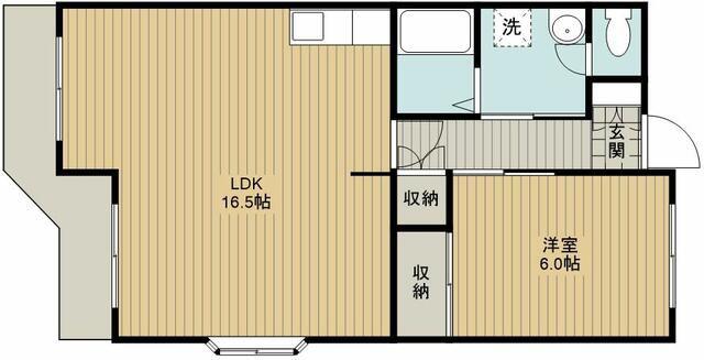 第6田畑ハイツ(1LDK/1階)の間取り写真
