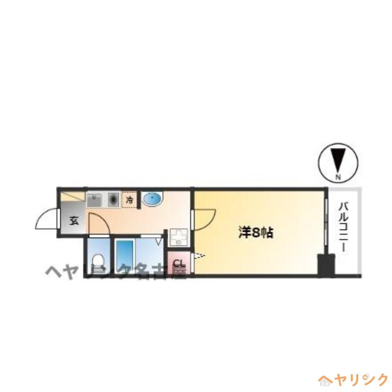 ベル名駅(1K/9階)の間取り写真