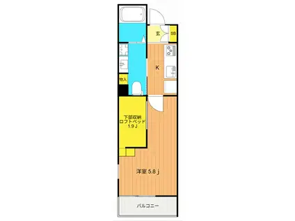 アフロディーテ(1K/2階)の間取り写真