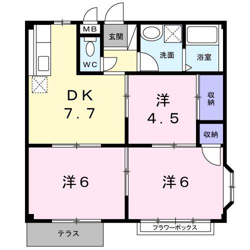 エルディムヒラタ(3DK/1階)の間取り写真