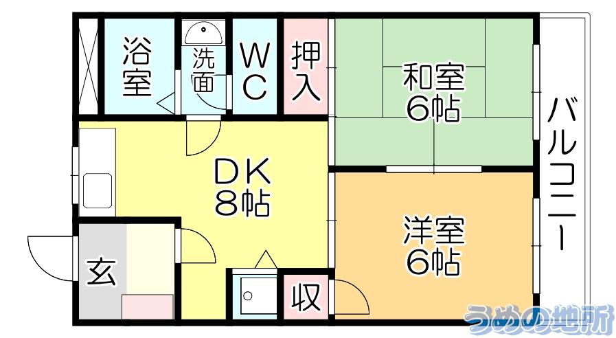 サンフィールド(2DK/1階)の間取り写真