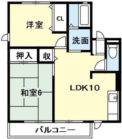 シティハイムレトア論田 2号棟(2LDK/1階)の間取り写真