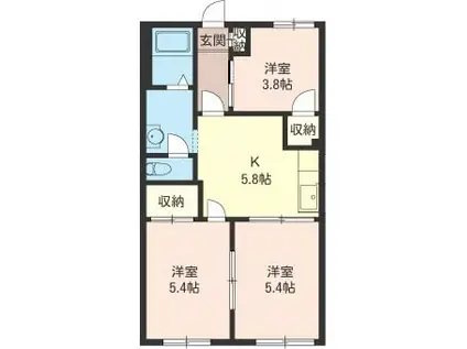 シャルマンK(3K/1階)の間取り写真