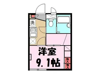 宮代庭苑 2(1K/2階)の間取り写真