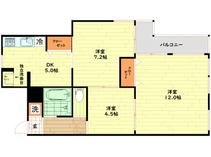 EXEDORA都島(3DK/3階)の間取り写真
