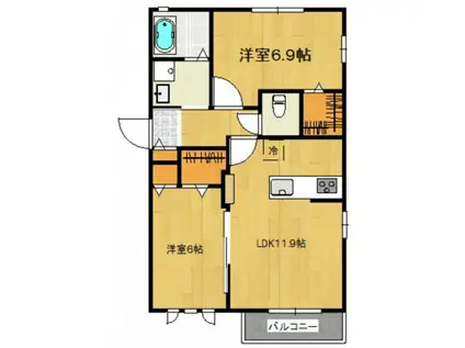 GRANDIR NEIGE(2LDK/1階)の間取り写真