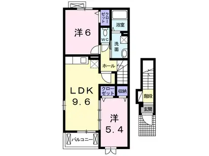 ヒル クレイン II(2LDK/2階)の間取り写真