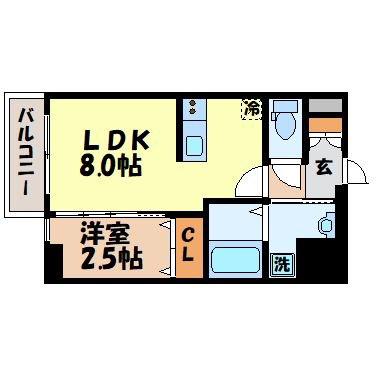 MODERN PALAZZO 長崎 CENTRAL(1LDK/9階)の間取り写真