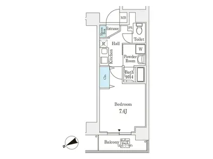 QUALITAS水天宮前(1K/3階)の間取り写真