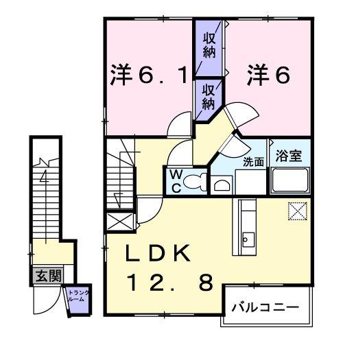 しなの鉄道 大屋駅 徒歩10分 2階建 築22年(2LDK/2階)の間取り写真