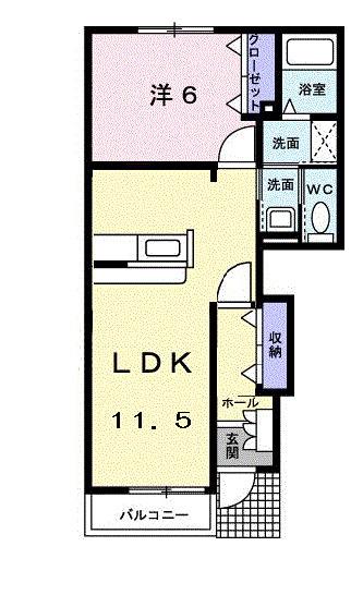 メロディハウス メゾピアノ(1LDK/1階)の間取り写真