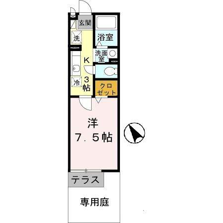 アーク西町(1K/1階)の間取り写真