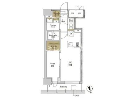 RJRプレシア大森北(1LDK/3階)の間取り写真