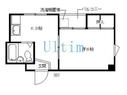 メゾンF(1K/3階)の間取り写真