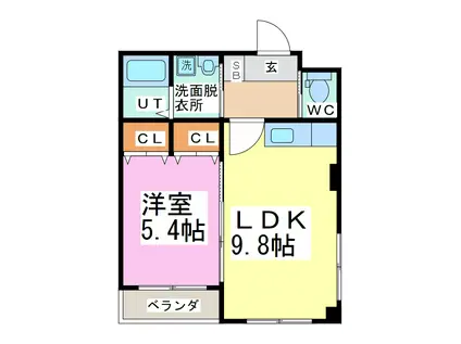 シンフォニー(1LDK/3階)の間取り写真