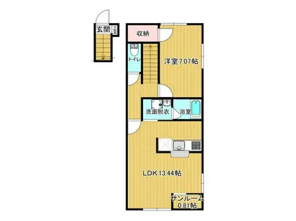 ドゥオ(1LDK/2階)の間取り写真