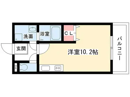 アムール フジ(ワンルーム/3階)の間取り写真