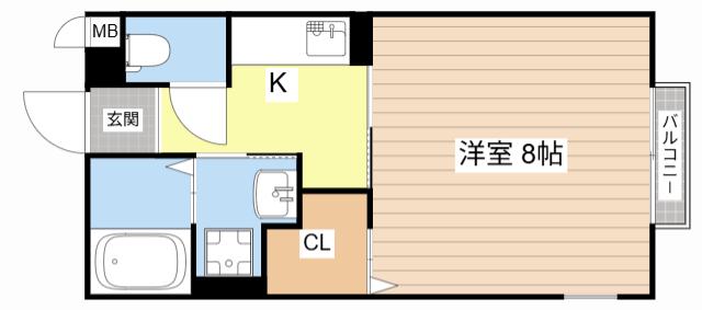 プルメリア E棟(1K/2階)の間取り写真
