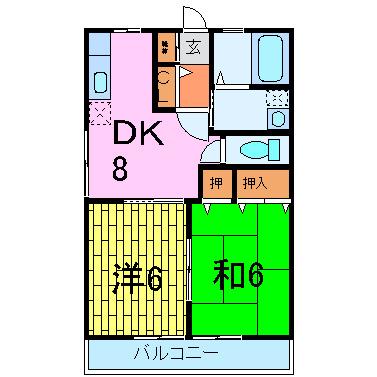 グランパーチェ白浜(2DK/2階)の間取り写真