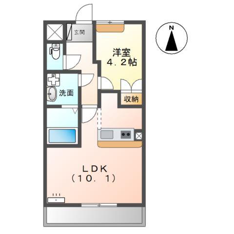 エルビス今里III(1LDK/1階)の間取り写真