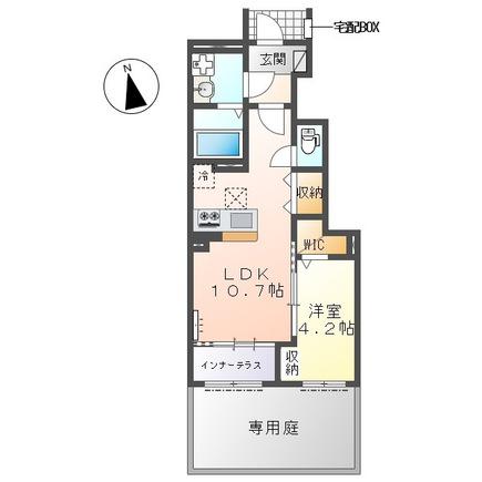フェリーチェ瀬戸(1LDK/1階)の間取り写真