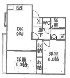 ウエスト長坂(2DK/1階)の間取り写真
