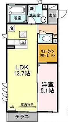 JR南武線 津田山駅 徒歩14分 3階建 築10年(1LDK/2階)の間取り写真