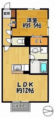 ブランコート(1LDK/1階)の間取り写真