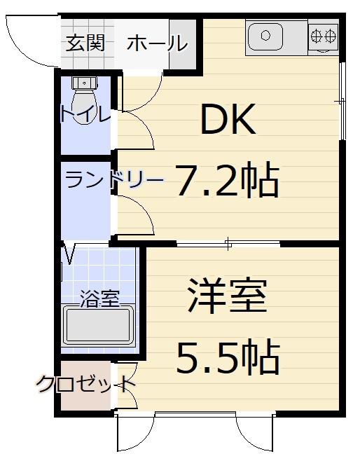 パープルタウン(1DK/1階)の間取り写真