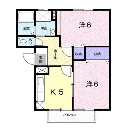 うぃすたりあI(2K/1階)の間取り写真
