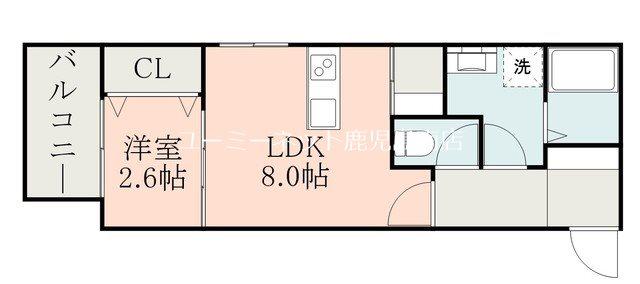 CASA CUORE(1LDK/3階)の間取り写真