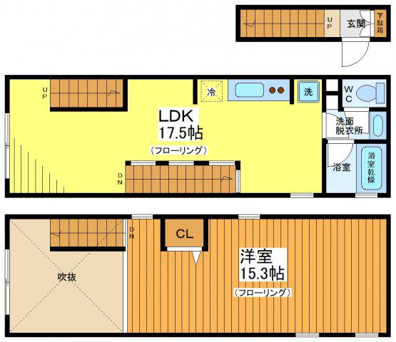 カルティエラタン三軒茶屋(1LDK/2階)の間取り写真