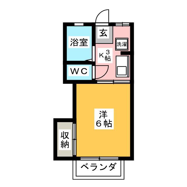 アーバン折立 北棟(1K/1階)の間取り写真