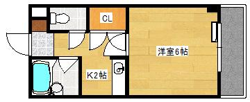 VOGA南観音(1K/4階)の間取り写真