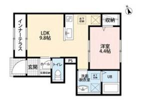 リーブルファイン北坂戸駅前(1LDK/1階)の間取り写真